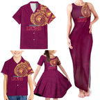 Personalized Brisbane Lions Polynesian Family Matching Tank Maxi Dress and Hawaiian Shirt Tribal Chest and Sleeve Tattoo Heritage Warrior