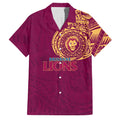 Personalized Brisbane Lions Polynesian Family Matching Tank Maxi Dress and Hawaiian Shirt Tribal Chest and Sleeve Tattoo Heritage Warrior