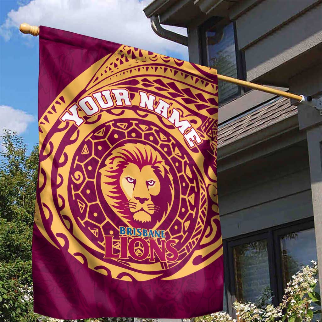 Personalized Brisbane Lions Polynesian Garden Flag Tribal Chest and Sleeve Tattoo Heritage Warrior