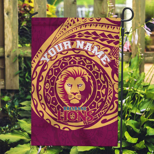 Personalized Brisbane Lions Polynesian Garden Flag Tribal Chest and Sleeve Tattoo Heritage Warrior