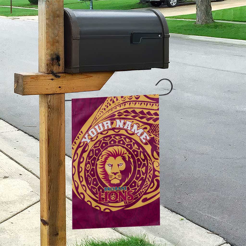 Personalized Brisbane Lions Polynesian Garden Flag Tribal Chest and Sleeve Tattoo Heritage Warrior