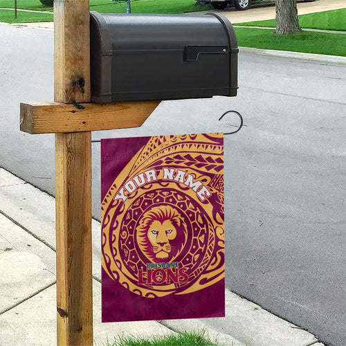 Personalized Brisbane Lions Polynesian Garden Flag Tribal Chest and Sleeve Tattoo Heritage Warrior