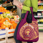 Personalized Brisbane Lions Polynesian Grocery Bag Tribal Chest and Sleeve Tattoo Heritage Warrior