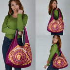 Personalized Brisbane Lions Polynesian Grocery Bag Tribal Chest and Sleeve Tattoo Heritage Warrior