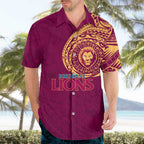 Personalized Brisbane Lions Polynesian Hawaiian Shirt Tribal Chest and Sleeve Tattoo Heritage Warrior