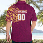 Personalized Brisbane Lions Polynesian Hawaiian Shirt Tribal Chest and Sleeve Tattoo Heritage Warrior