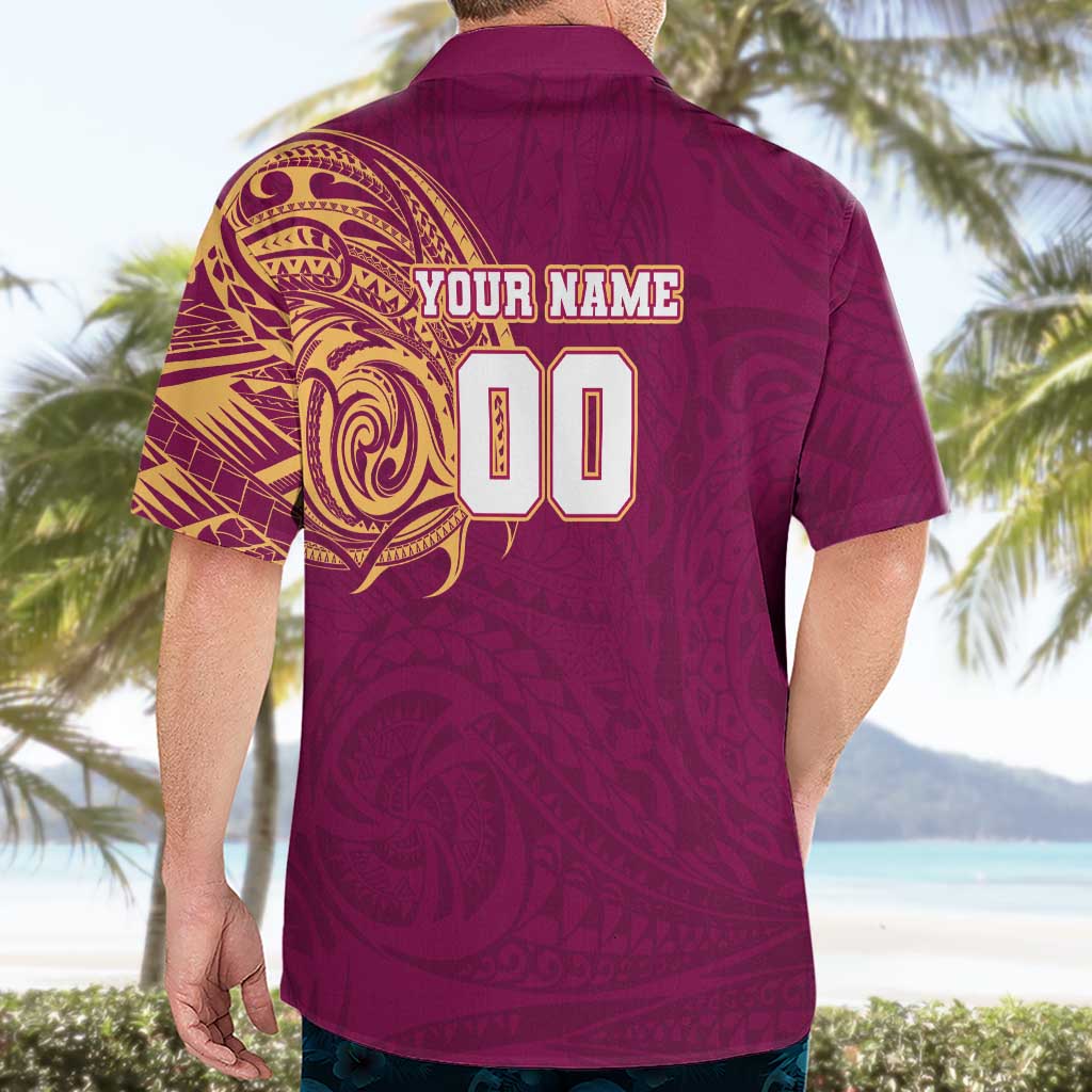 Personalized Brisbane Lions Polynesian Hawaiian Shirt Tribal Chest and Sleeve Tattoo Heritage Warrior