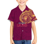 Personalized Brisbane Lions Polynesian Hawaiian Shirt Tribal Chest and Sleeve Tattoo Heritage Warrior