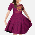 Personalized Brisbane Lions Polynesian Kid Short Sleeve Dress Tribal Chest and Sleeve Tattoo Heritage Warrior