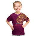 Personalized Brisbane Lions Polynesian Kid T Shirt Tribal Chest and Sleeve Tattoo Heritage Warrior