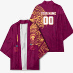 Personalized Brisbane Lions Polynesian Kimono Tribal Chest and Sleeve Tattoo Heritage Warrior