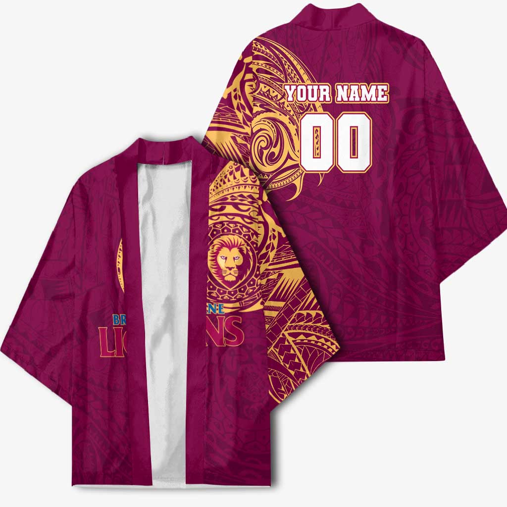 Personalized Brisbane Lions Polynesian Kimono Tribal Chest and Sleeve Tattoo Heritage Warrior