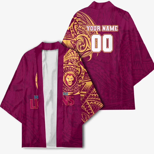 Personalized Brisbane Lions Polynesian Kimono Tribal Chest and Sleeve Tattoo Heritage Warrior