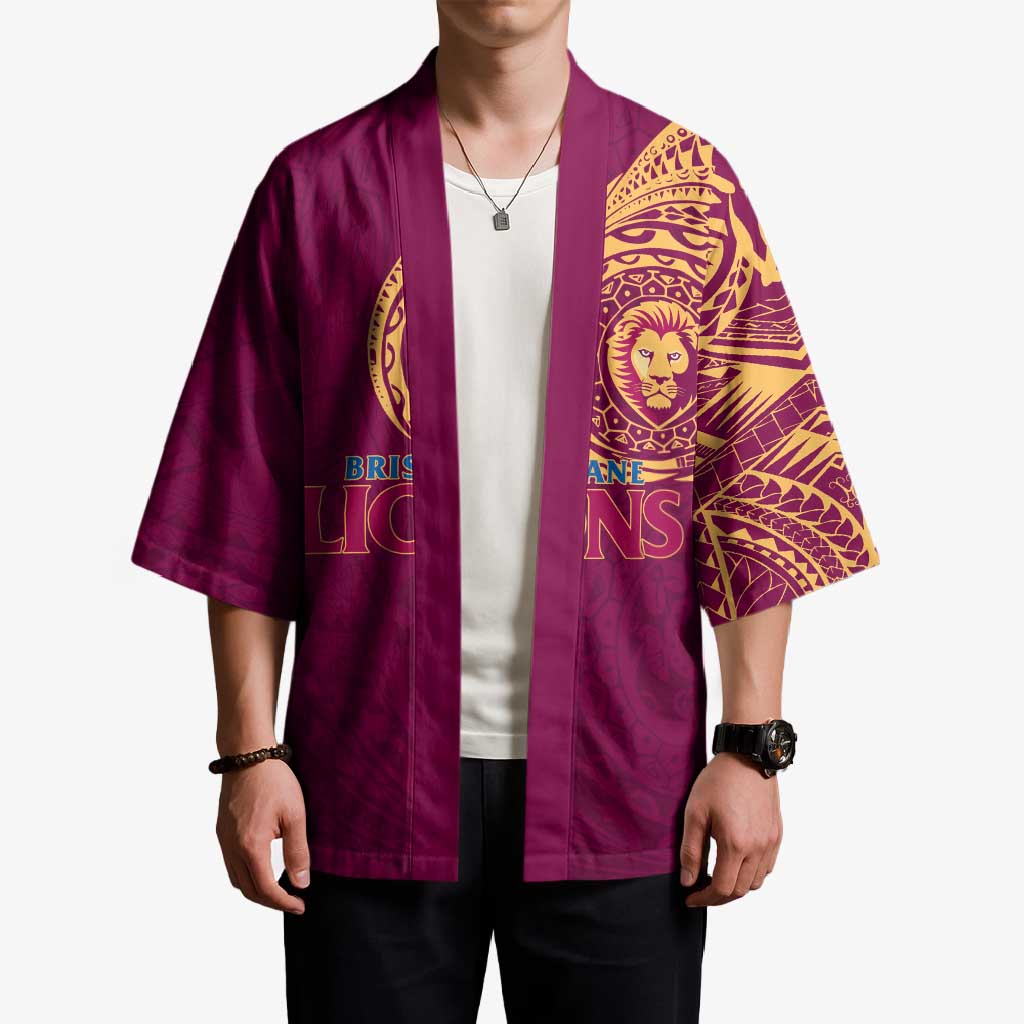Personalized Brisbane Lions Polynesian Kimono Tribal Chest and Sleeve Tattoo Heritage Warrior