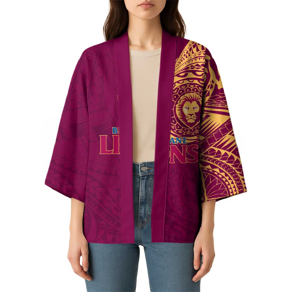 Personalized Brisbane Lions Polynesian Kimono Tribal Chest and Sleeve Tattoo Heritage Warrior
