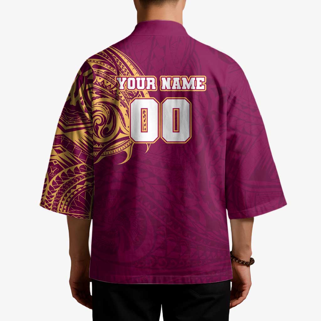 Personalized Brisbane Lions Polynesian Kimono Tribal Chest and Sleeve Tattoo Heritage Warrior