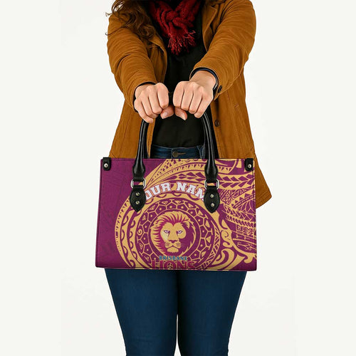 Personalized Brisbane Lions Polynesian Leather Bag Tribal Chest and Sleeve Tattoo Heritage Warrior
