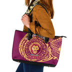 Personalized Brisbane Lions Polynesian Leather Tote Bag Tribal Chest and Sleeve Tattoo Heritage Warrior