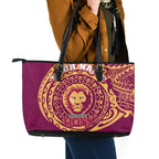 Personalized Brisbane Lions Polynesian Leather Tote Bag Tribal Chest and Sleeve Tattoo Heritage Warrior