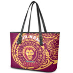 Personalized Brisbane Lions Polynesian Leather Tote Bag Tribal Chest and Sleeve Tattoo Heritage Warrior