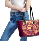 Personalized Brisbane Lions Polynesian Leather Tote Bag Tribal Chest and Sleeve Tattoo Heritage Warrior