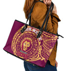 Personalized Brisbane Lions Polynesian Leather Tote Bag Tribal Chest and Sleeve Tattoo Heritage Warrior