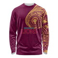 Personalized Brisbane Lions Polynesian Long Sleeve Shirt Tribal Chest and Sleeve Tattoo Heritage Warrior