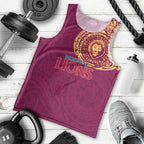 Personalized Brisbane Lions Polynesian Men Tank Top Tribal Chest and Sleeve Tattoo Heritage Warrior