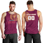 Personalized Brisbane Lions Polynesian Men Tank Top Tribal Chest and Sleeve Tattoo Heritage Warrior