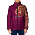 Personalized Brisbane Lions Polynesian Padded Jacket Tribal Chest and Sleeve Tattoo Heritage Warrior