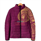 Personalized Brisbane Lions Polynesian Padded Jacket Tribal Chest and Sleeve Tattoo Heritage Warrior