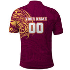 Personalized Brisbane Lions Polynesian Polo Shirt Tribal Chest and Sleeve Tattoo Heritage Warrior
