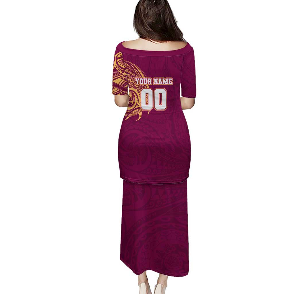 Personalized Brisbane Lions Polynesian Puletasi Tribal Chest and Sleeve Tattoo Heritage Warrior
