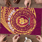 Personalized Brisbane Lions Polynesian Puzzle Tribal Chest and Sleeve Tattoo Heritage Warrior