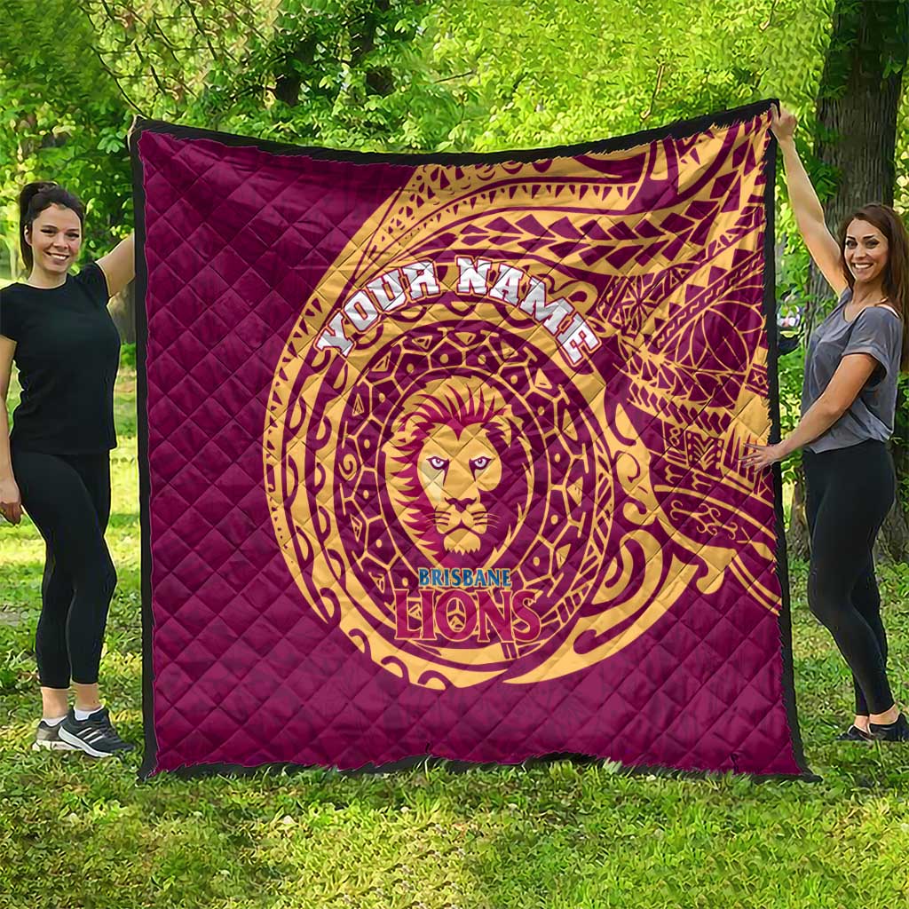 Personalized Brisbane Lions Polynesian Quilt Tribal Chest and Sleeve Tattoo Heritage Warrior