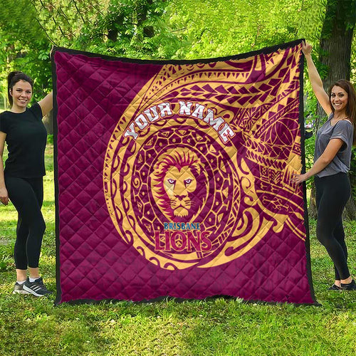 Personalized Brisbane Lions Polynesian Quilt Tribal Chest and Sleeve Tattoo Heritage Warrior