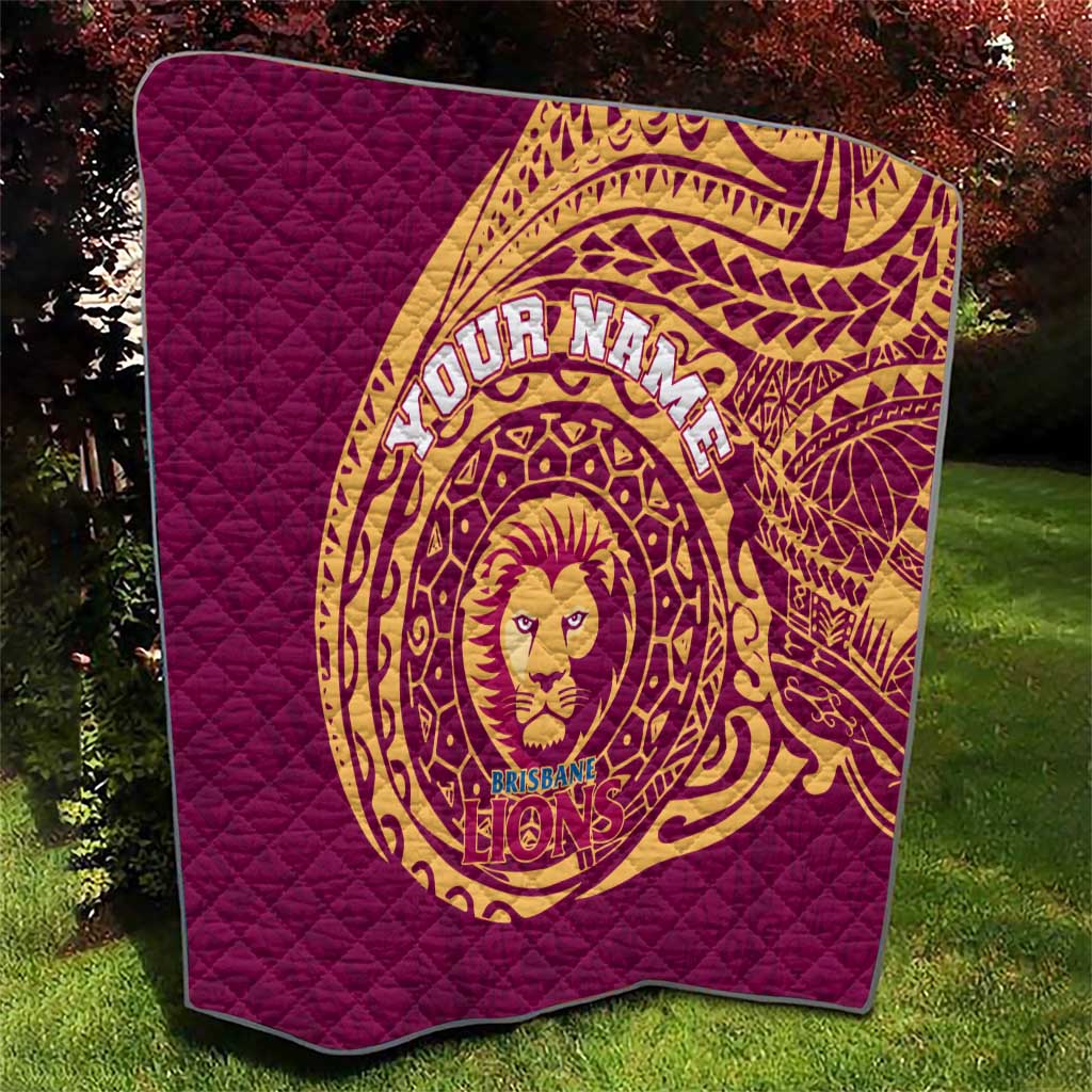 Personalized Brisbane Lions Polynesian Quilt Tribal Chest and Sleeve Tattoo Heritage Warrior