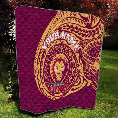 Personalized Brisbane Lions Polynesian Quilt Tribal Chest and Sleeve Tattoo Heritage Warrior