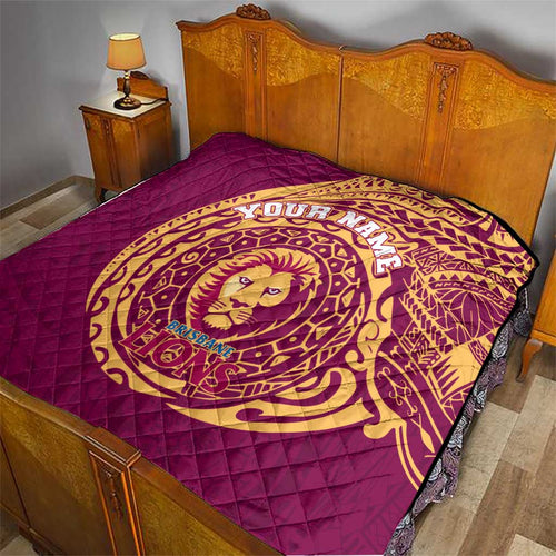 Personalized Brisbane Lions Polynesian Quilt Tribal Chest and Sleeve Tattoo Heritage Warrior