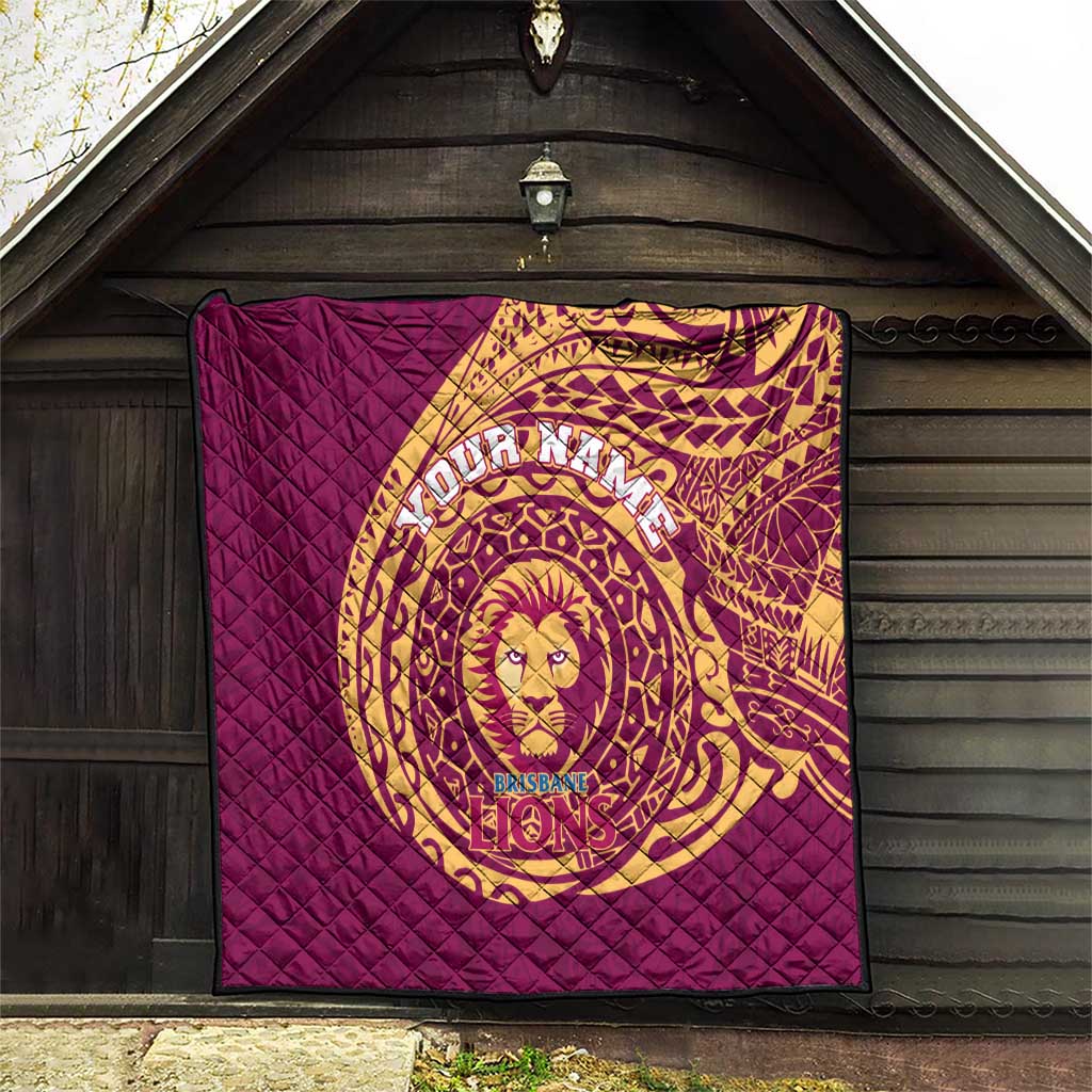 Personalized Brisbane Lions Polynesian Quilt Tribal Chest and Sleeve Tattoo Heritage Warrior