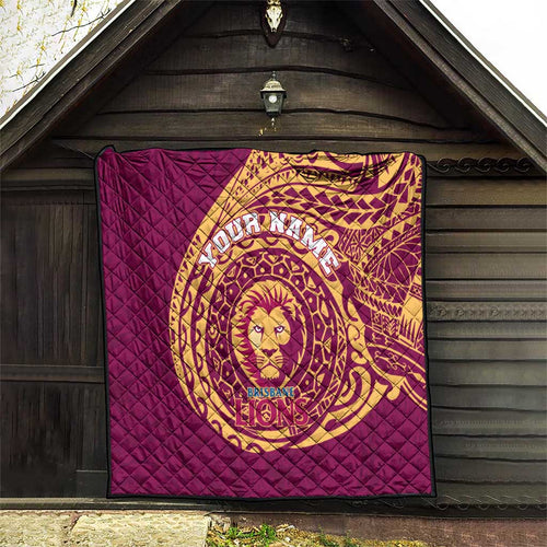 Personalized Brisbane Lions Polynesian Quilt Tribal Chest and Sleeve Tattoo Heritage Warrior