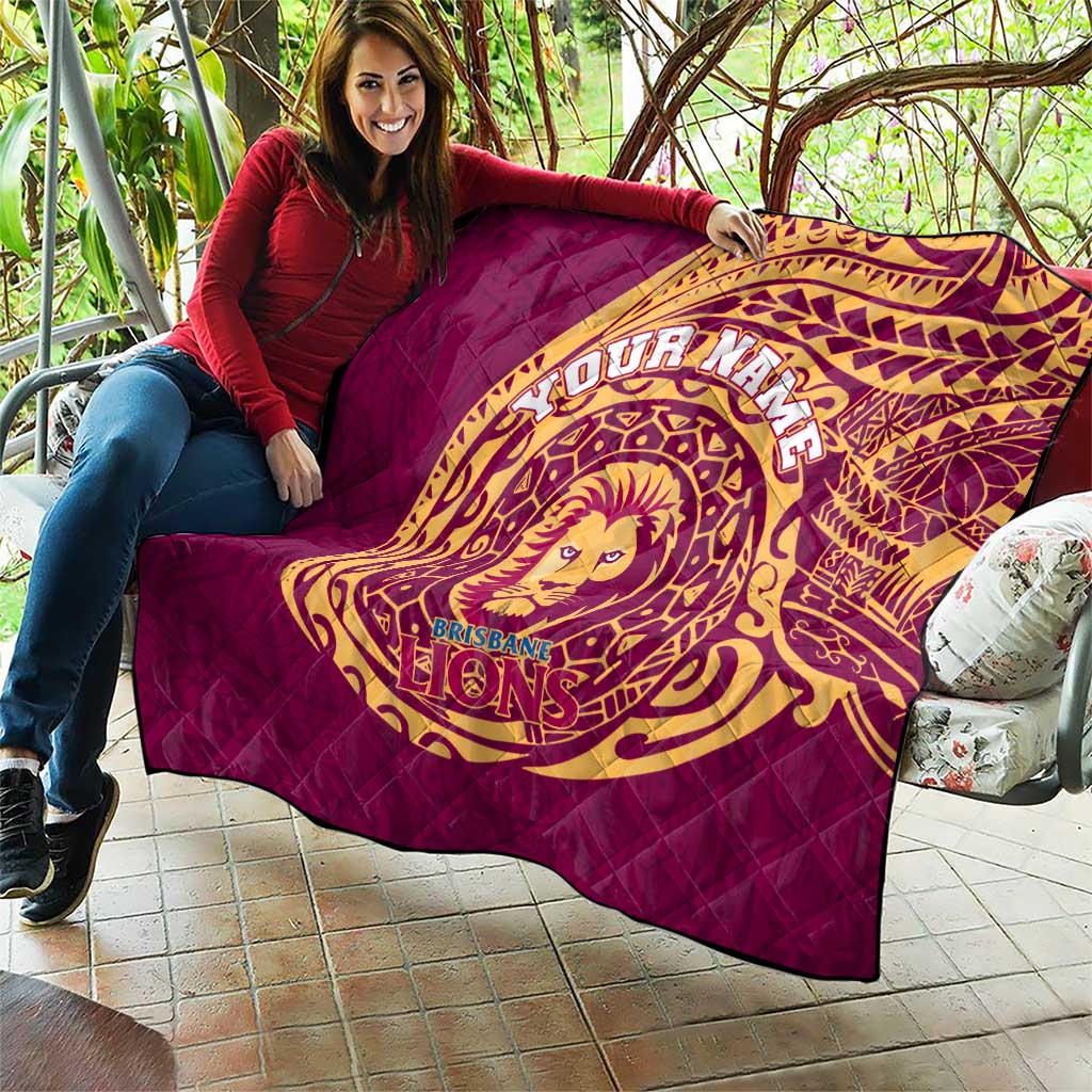 Personalized Brisbane Lions Polynesian Quilt Tribal Chest and Sleeve Tattoo Heritage Warrior