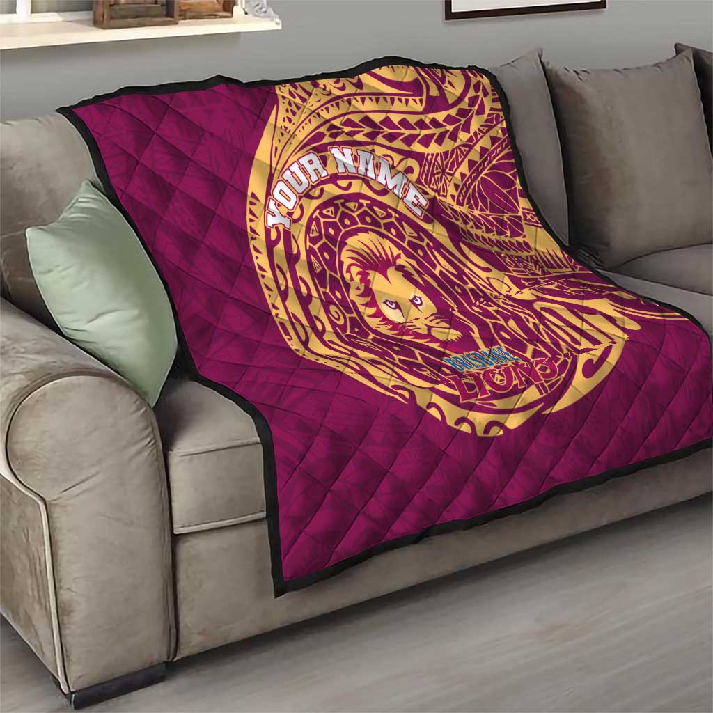 Personalized Brisbane Lions Polynesian Quilt Tribal Chest and Sleeve Tattoo Heritage Warrior