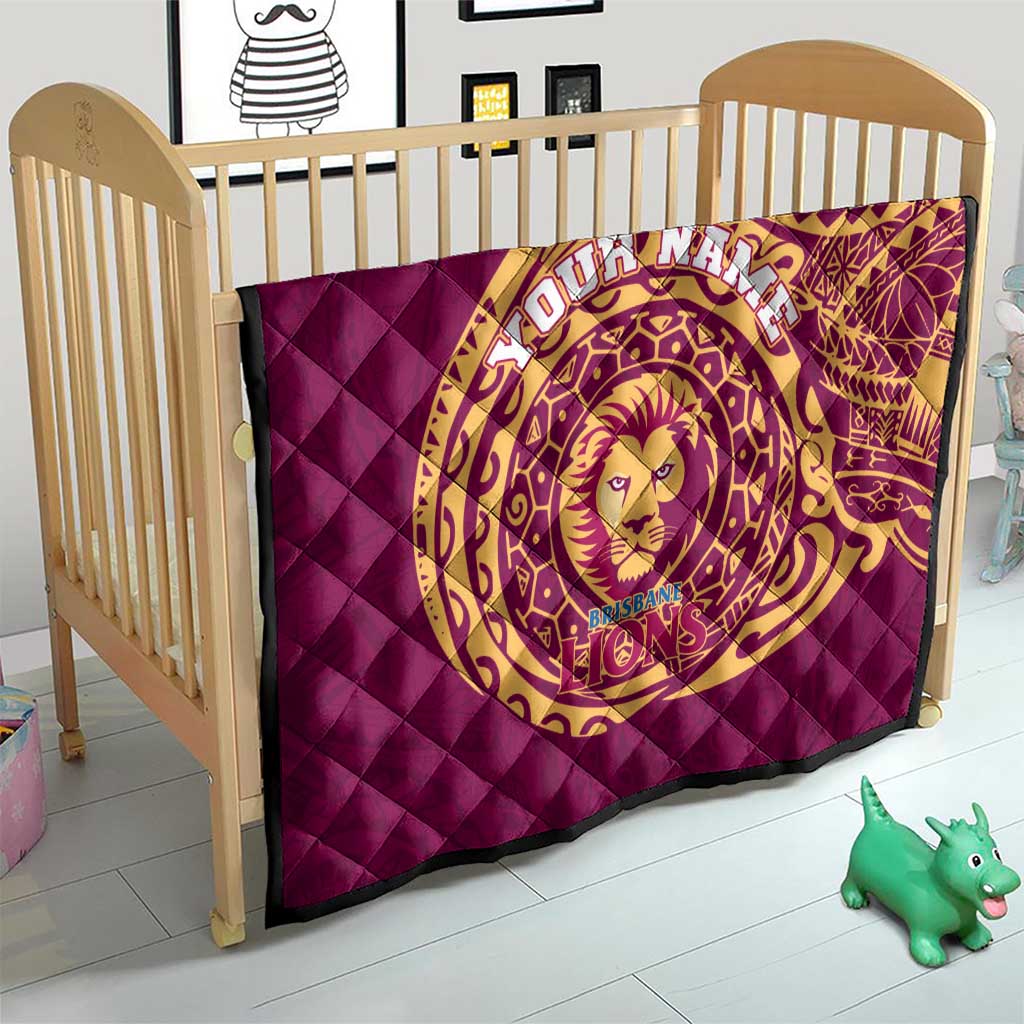 Personalized Brisbane Lions Polynesian Quilt Tribal Chest and Sleeve Tattoo Heritage Warrior
