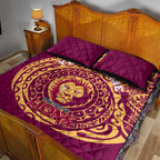 Personalized Brisbane Lions Polynesian Quilt Bed Set Tribal Chest and Sleeve Tattoo Heritage Warrior