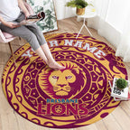 Personalized Brisbane Lions Polynesian Round Carpet Tribal Chest and Sleeve Tattoo Heritage Warrior