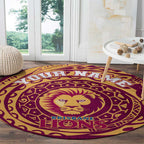 Personalized Brisbane Lions Polynesian Round Carpet Tribal Chest and Sleeve Tattoo Heritage Warrior