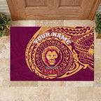 Personalized Brisbane Lions Polynesian Rubber Doormat Tribal Chest and Sleeve Tattoo Heritage Warrior