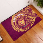 Personalized Brisbane Lions Polynesian Rubber Doormat Tribal Chest and Sleeve Tattoo Heritage Warrior
