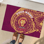 Personalized Brisbane Lions Polynesian Rubber Doormat Tribal Chest and Sleeve Tattoo Heritage Warrior